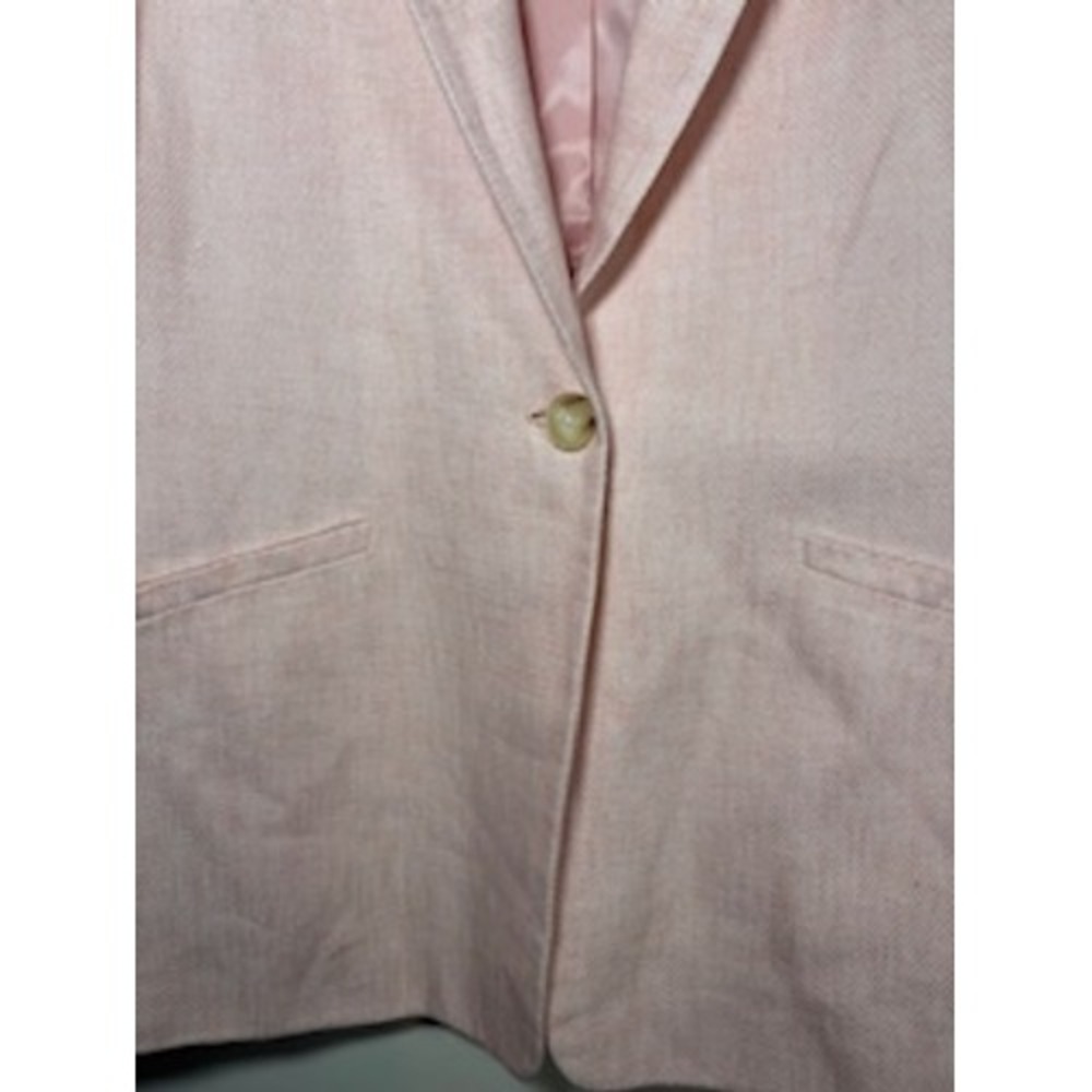 TALBOTS Blazer 16 Pink Linen Cotton Single Button Coastal Professional Jacket - Picture 4 of 8